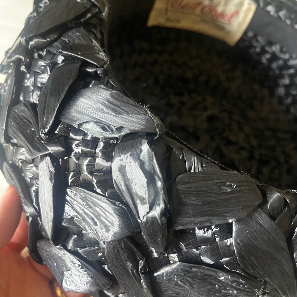 Vintage Black Sculptural Raffia Cocktail Hat Paris‎ Boutique - Picture 8 of 8